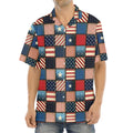 USA Denim Patchwork Pattern Print Aloha Shirt