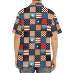 USA Denim Patchwork Pattern Print Aloha Shirt