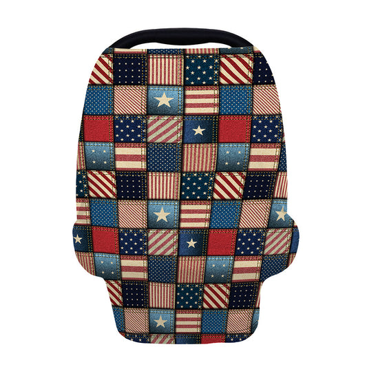 USA Denim Patchwork Pattern Print Baby Seat Cover