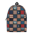USA Denim Patchwork Pattern Print School Backpack