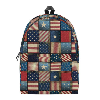 USA Denim Patchwork Pattern Print Backpack