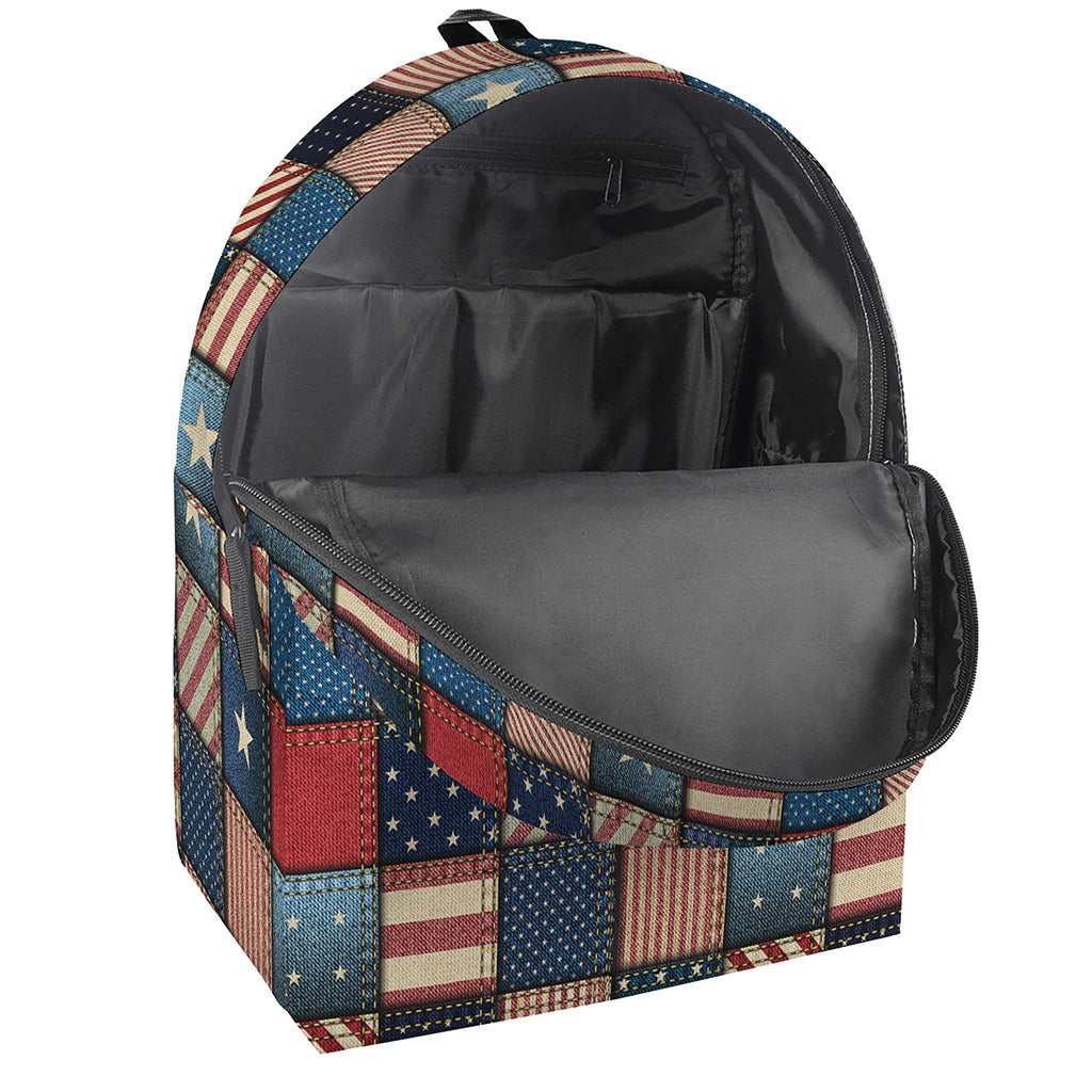 USA Denim Patchwork Pattern Print Backpack