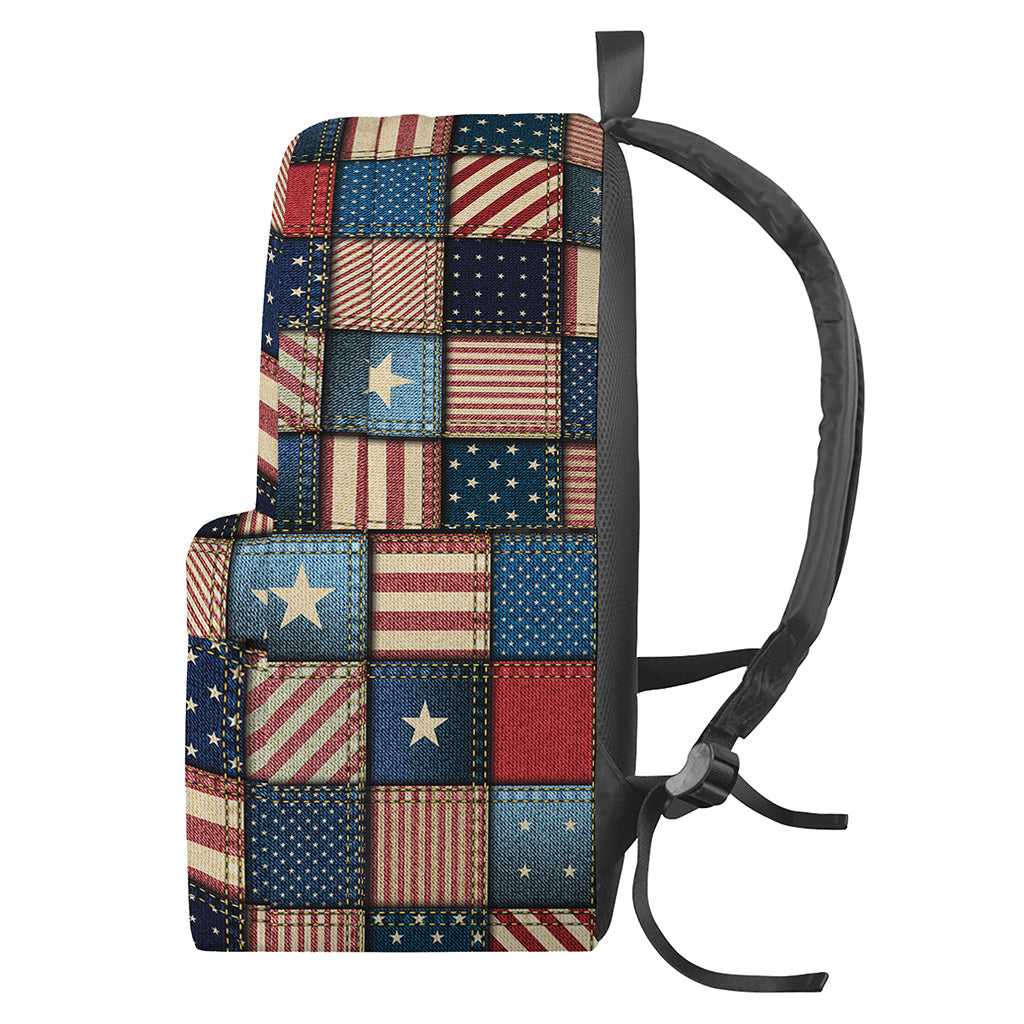 USA Denim Patchwork Pattern Print Backpack