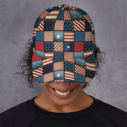 USA Denim Patchwork Pattern Print Baseball Cap