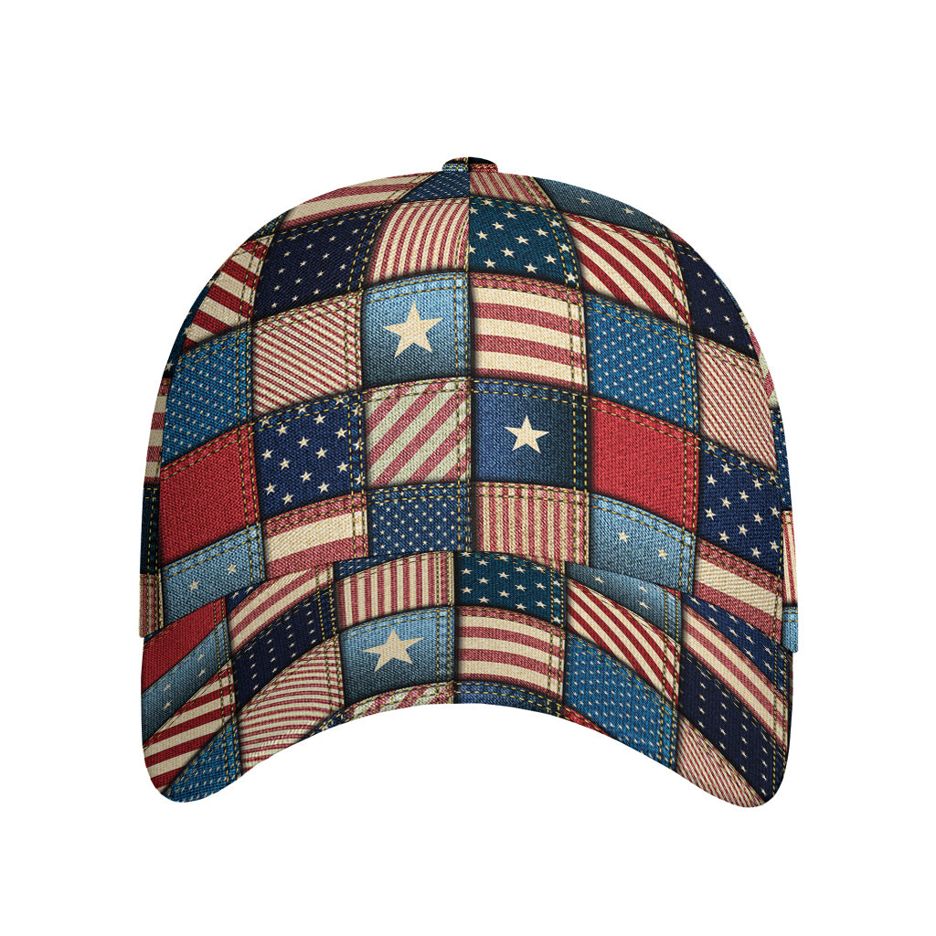 USA Denim Patchwork Pattern Print Baseball Cap