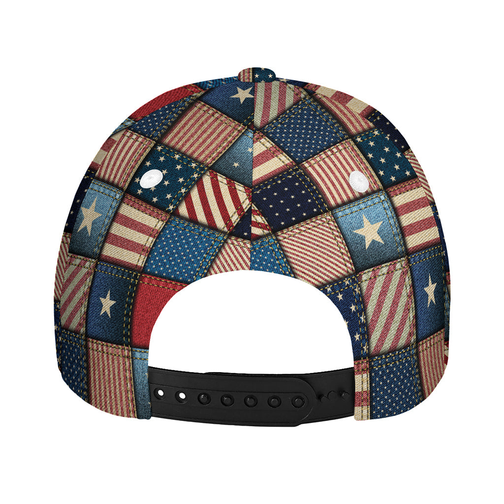 USA Denim Patchwork Pattern Print Baseball Cap