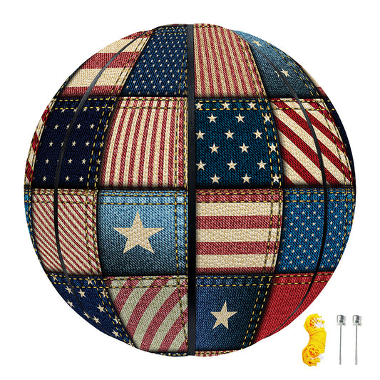 USA Denim Patchwork Pattern Print Basketball