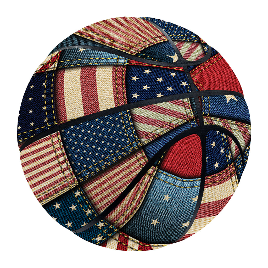 USA Denim Patchwork Pattern Print Basketball