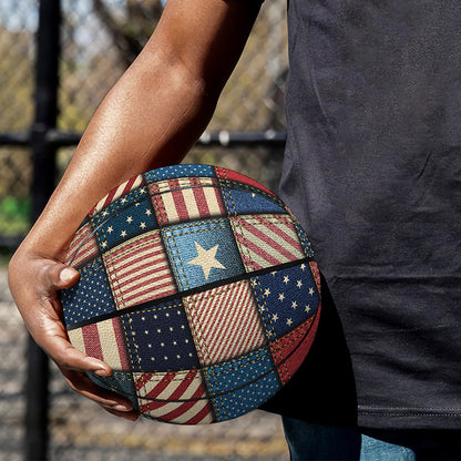 USA Denim Patchwork Pattern Print Basketball