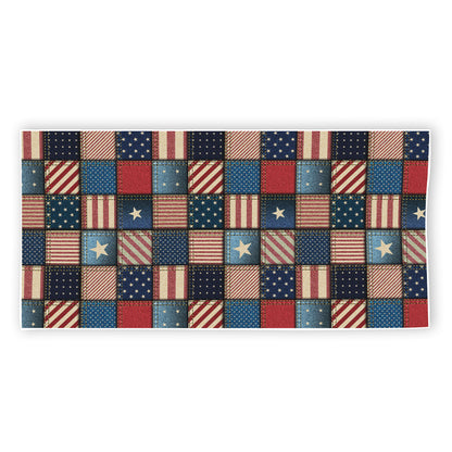 USA Denim Patchwork Pattern Print Beach Towel