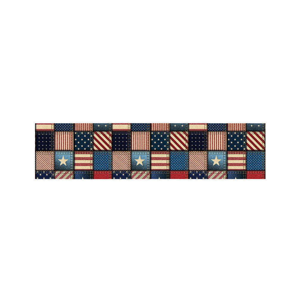 USA Denim Patchwork Pattern Print Bed Runner