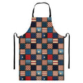 USA Denim Patchwork Pattern Print Bib Apron With Pocket