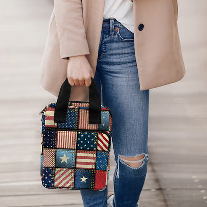 USA Denim Patchwork Pattern Print Bible Tote Bag