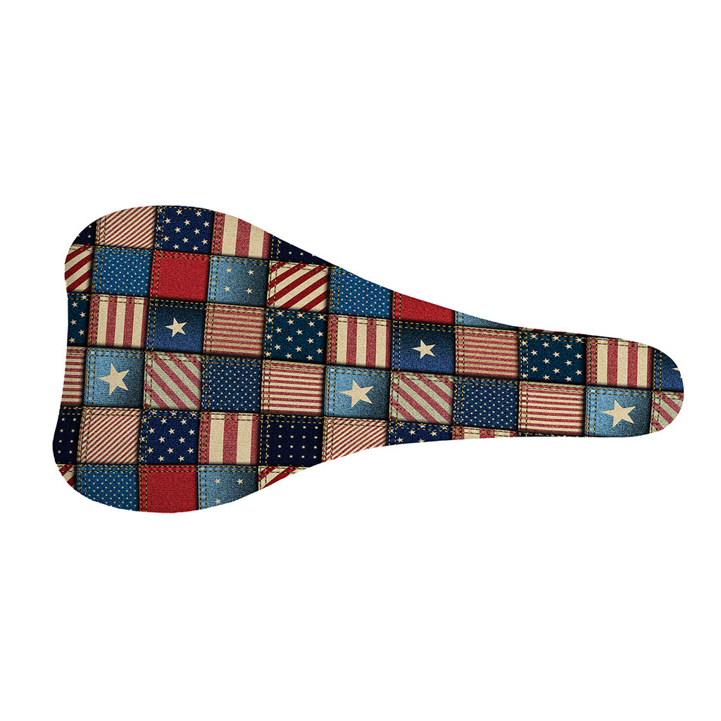 USA Denim Patchwork Pattern Print Bicycle Seat Cover