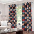 USA Denim Patchwork Pattern Print Dimout Grommet Curtains