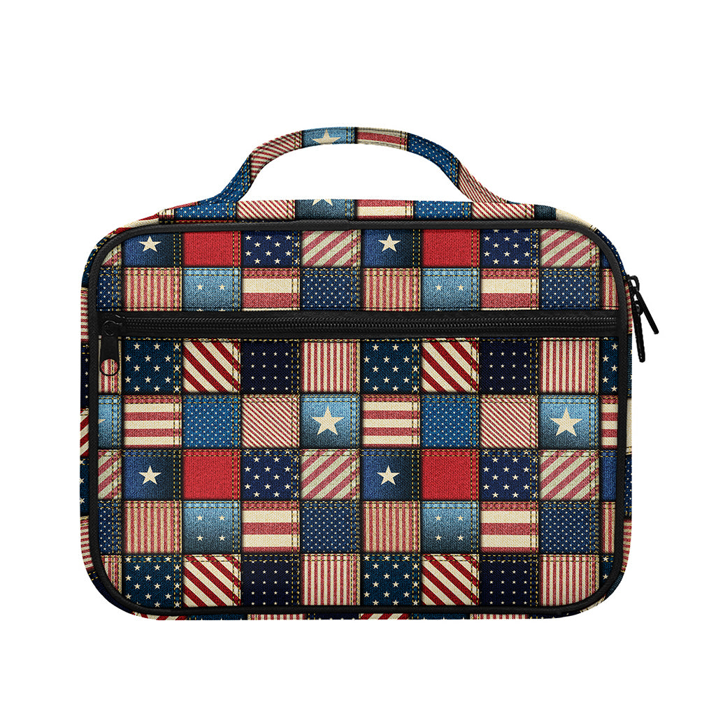 USA Denim Patchwork Pattern Print Briefcase Bible Bag