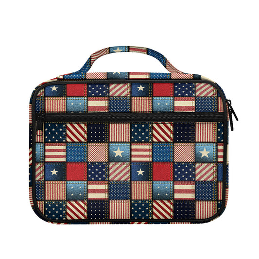 USA Denim Patchwork Pattern Print Briefcase Bible Bag