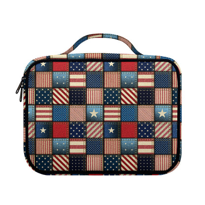 USA Denim Patchwork Pattern Print Briefcase Bible Bag
