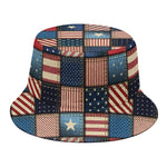 USA Denim Patchwork Pattern Print Bucket Hat