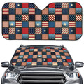 USA Denim Patchwork Pattern Print Car Windshield Sun Shade