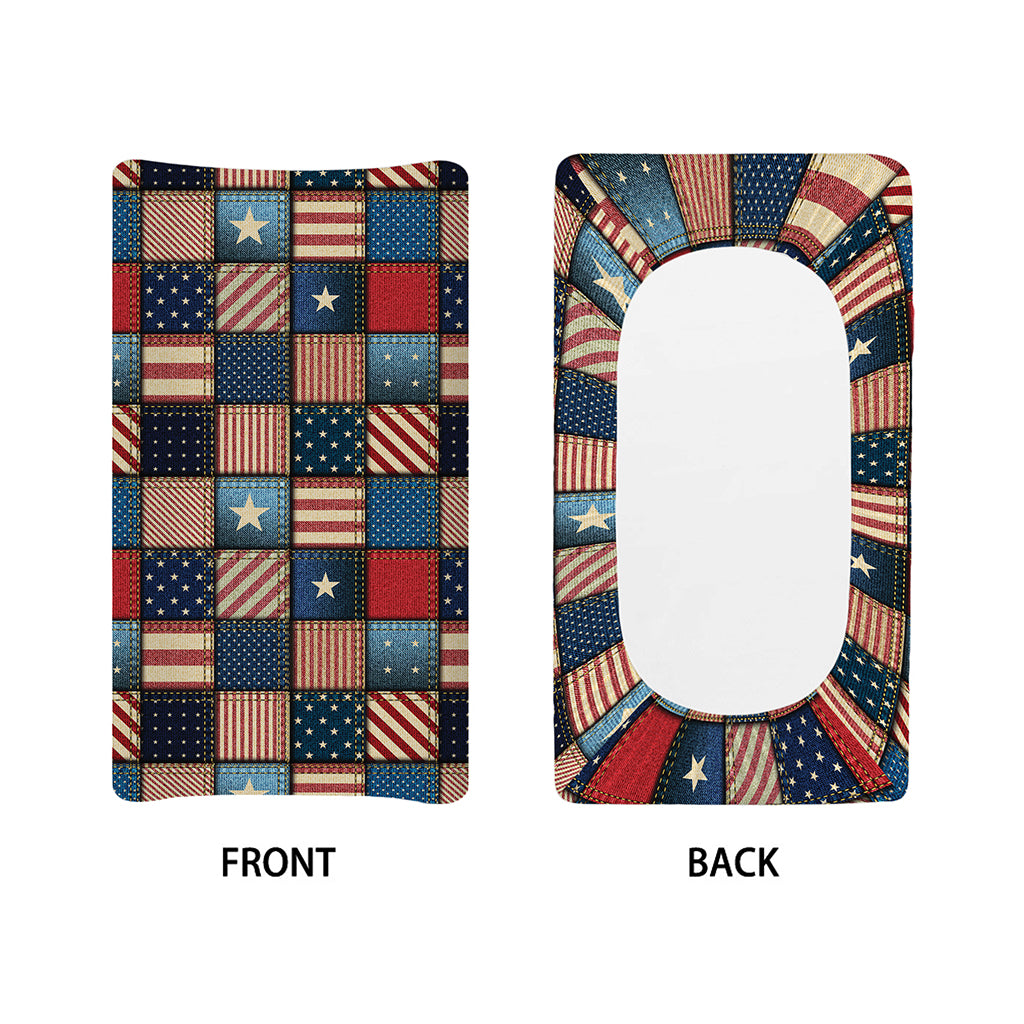 USA Denim Patchwork Pattern Print Changing Pad Cover