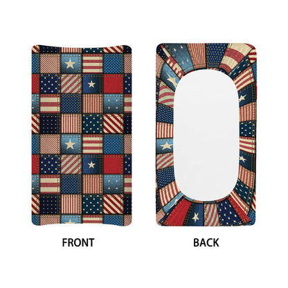 USA Denim Patchwork Pattern Print Changing Pad Cover