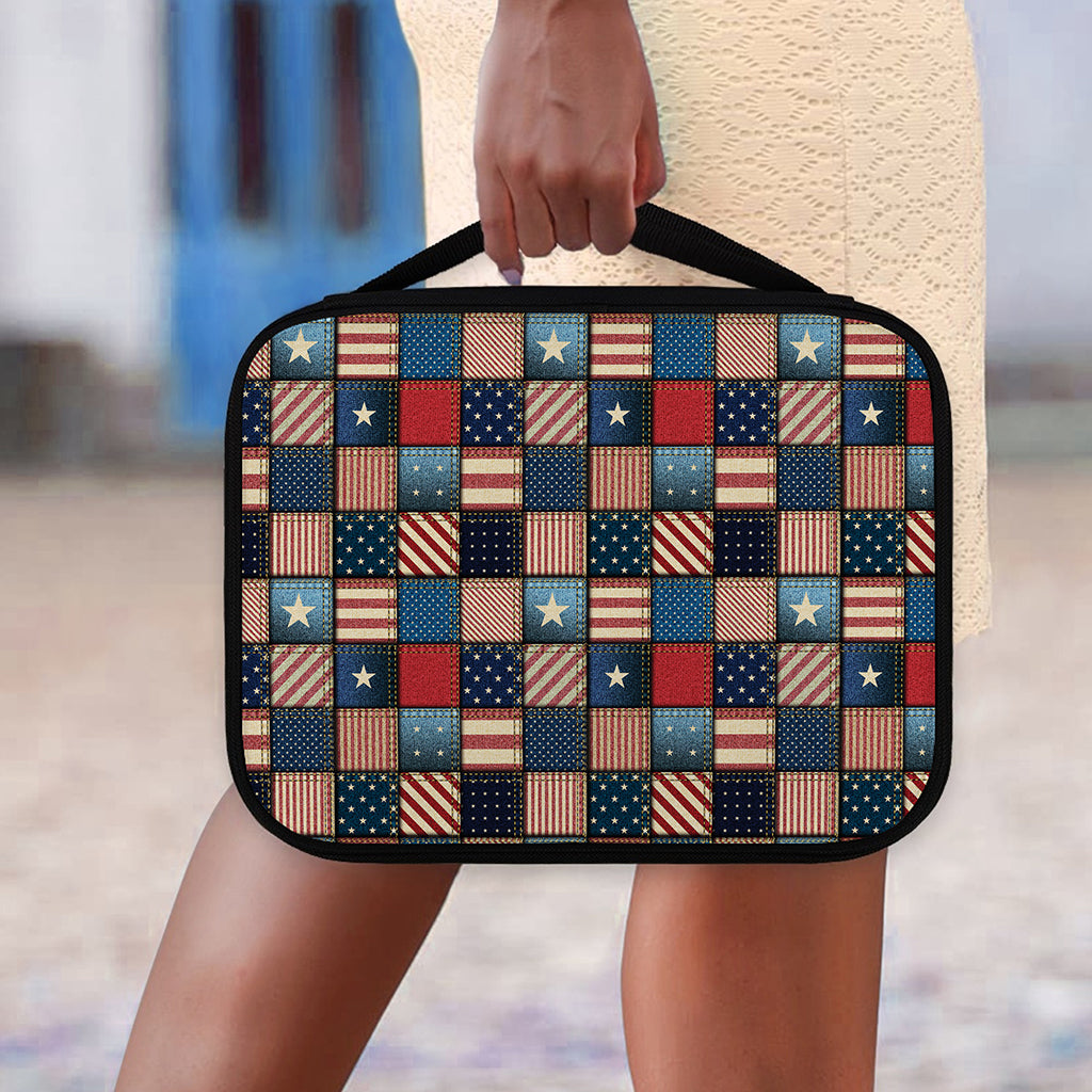 USA Denim Patchwork Pattern Print Classic Bible Case