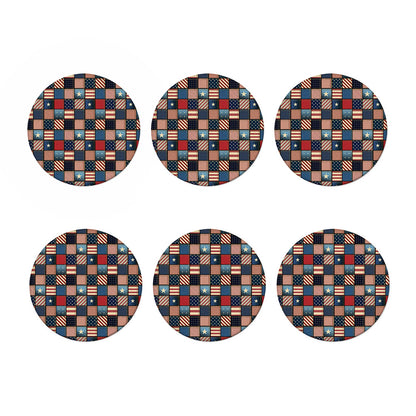 USA Denim Patchwork Pattern Print Coaster Set