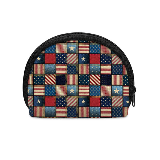 USA Denim Patchwork Pattern Print Coin Purse