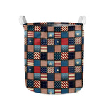 USA Denim Patchwork Pattern Print Collapsible Laundry Basket