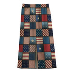 USA Denim Patchwork Pattern Print Cotton Front Slit Maxi Skirt