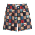 USA Denim Patchwork Pattern Print Cotton Shorts
