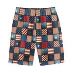 USA Denim Patchwork Pattern Print Cotton Shorts
