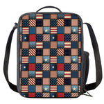 USA Denim Patchwork Pattern Print Crossbody Lunch Bag