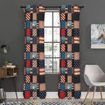 USA Denim Patchwork Pattern Print Curtain