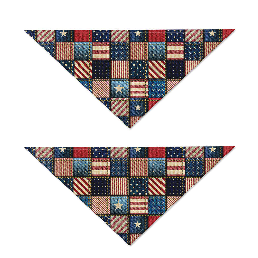 USA Denim Patchwork Pattern Print Dog Bandana
