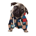 USA Denim Patchwork Pattern Print Dog Zip Up Hoodie