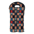 USA Denim Patchwork Pattern Print Double Neoprene Wine Tote