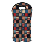 USA Denim Patchwork Pattern Print Double Neoprene Wine Tote