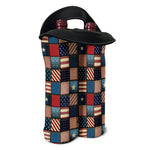 USA Denim Patchwork Pattern Print Double Neoprene Wine Tote