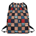 USA Denim Patchwork Pattern Print Drawstring Backpack