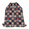 USA Denim Patchwork Pattern Print Drawstring Bag