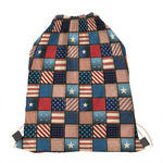 USA Denim Patchwork Pattern Print Drawstring Bag