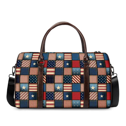 USA Denim Patchwork Pattern Print Duffle Bag