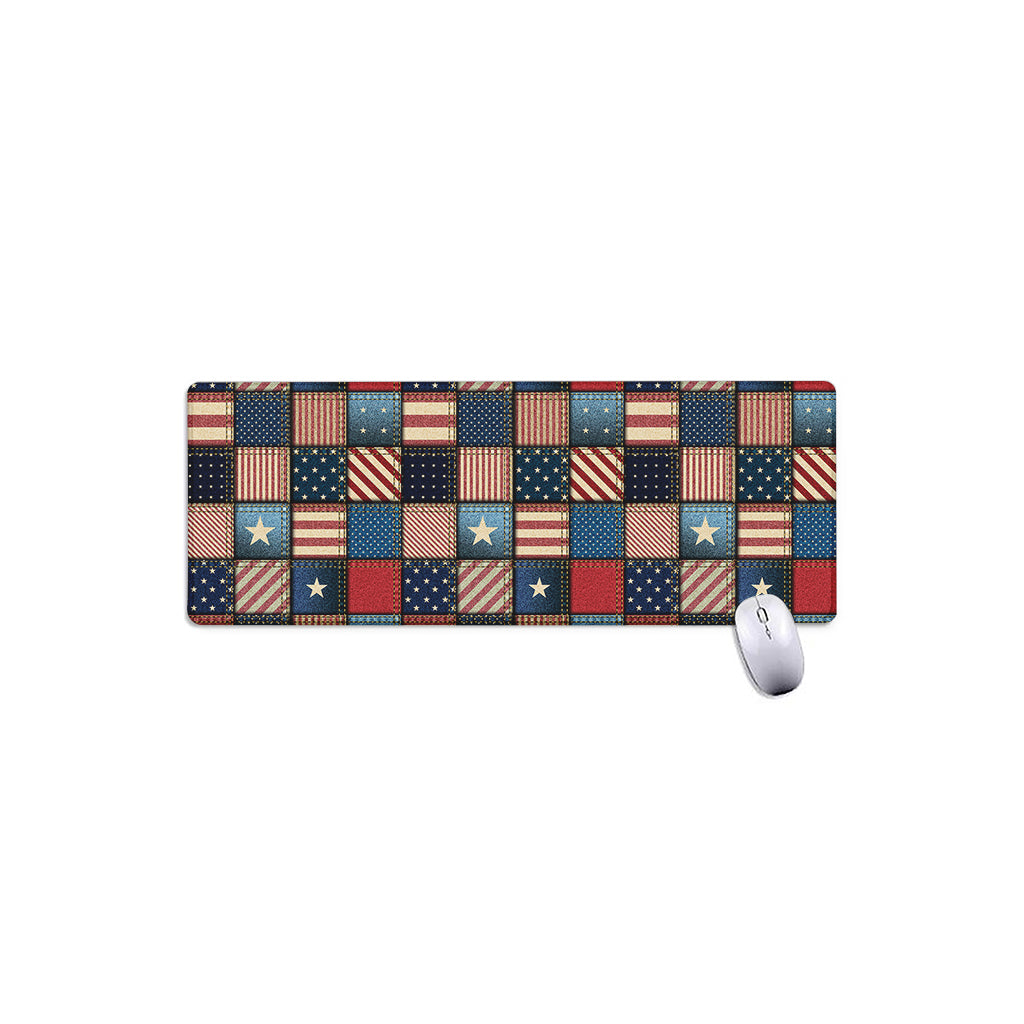 USA Denim Patchwork Pattern Print Extended Mouse Pad