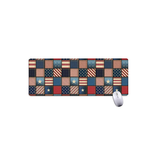 USA Denim Patchwork Pattern Print Extended Mouse Pad