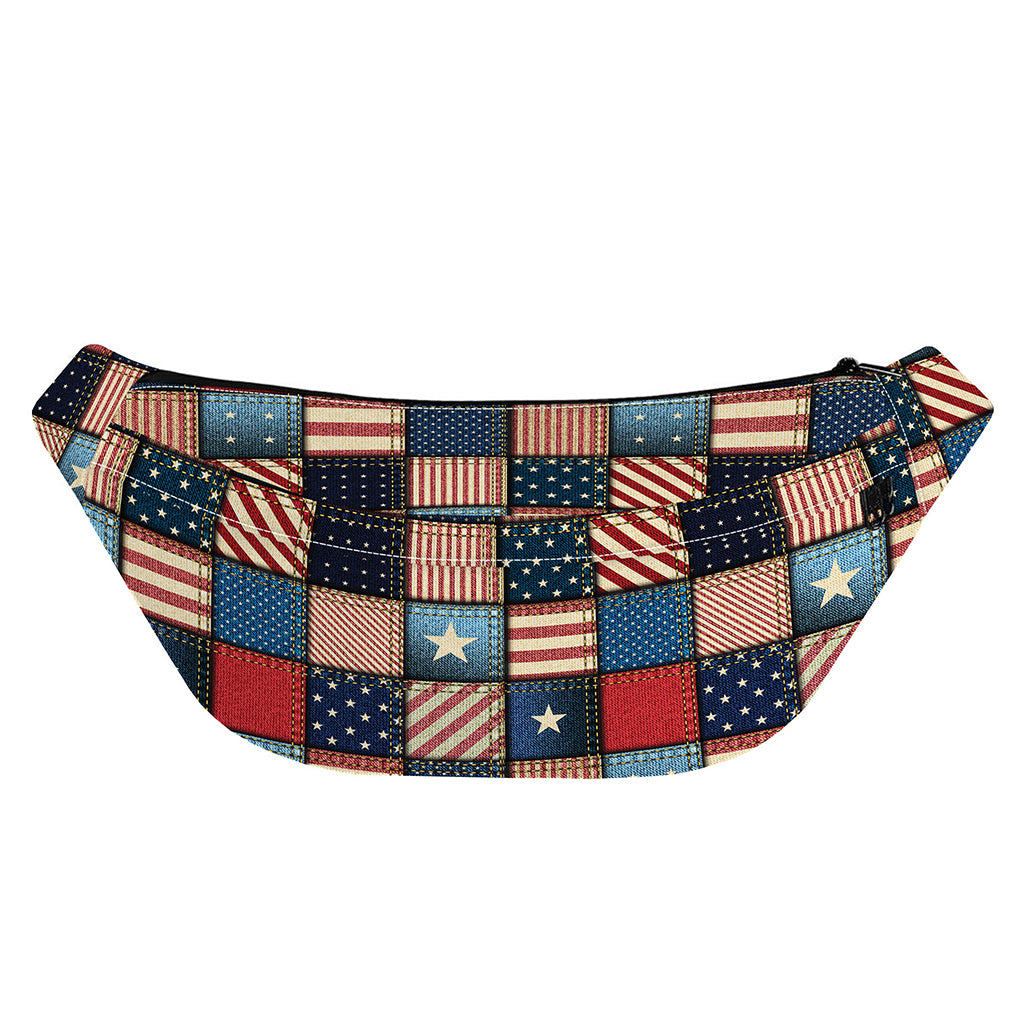 USA Denim Patchwork Pattern Print Fanny Pack