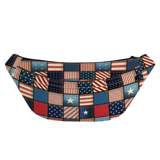USA Denim Patchwork Pattern Print Fanny Pack