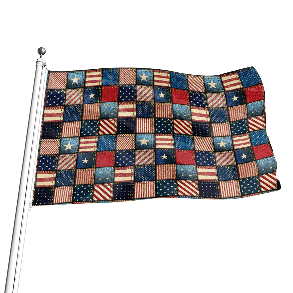 USA Denim Patchwork Pattern Print Flag