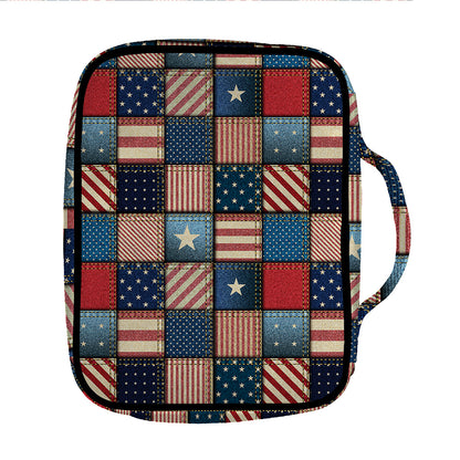 USA Denim Patchwork Pattern Print Front Pocket Bible Bag